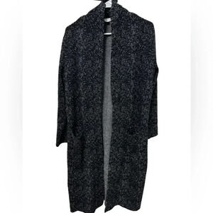 J. Jill Long‎ Duster Sweater Cardigan Sz S EUC Pockets Single Button Wool Black
